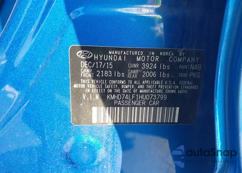 2017 Hyundai Elantra Se из США, поврежденный, VIN KMHD74LF1HU073799